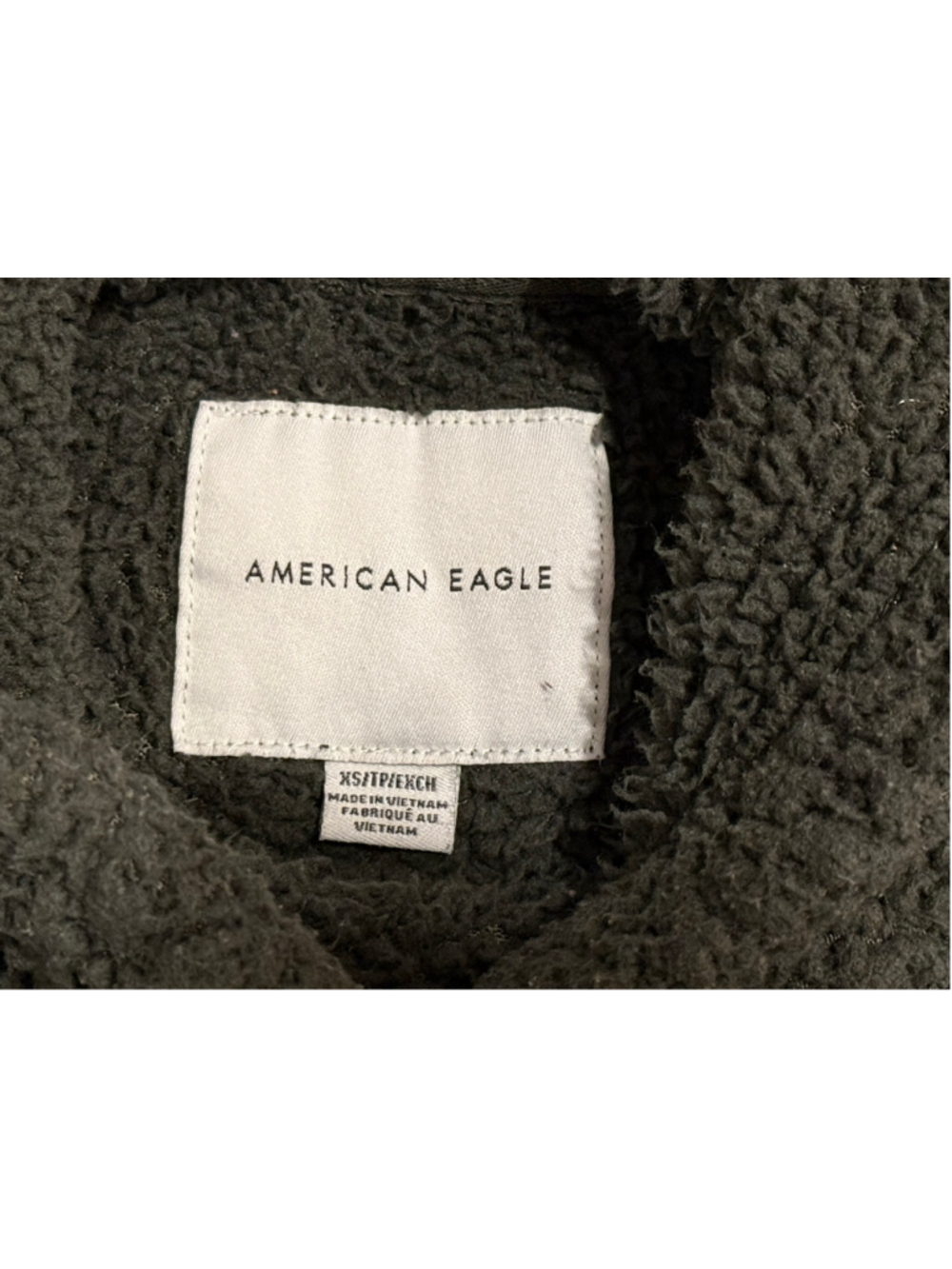 American Eagle Women’s Sherpa Fleece Pullover Hoodie Army Olive Green Sz XS Cozy - Picture 6 of 6